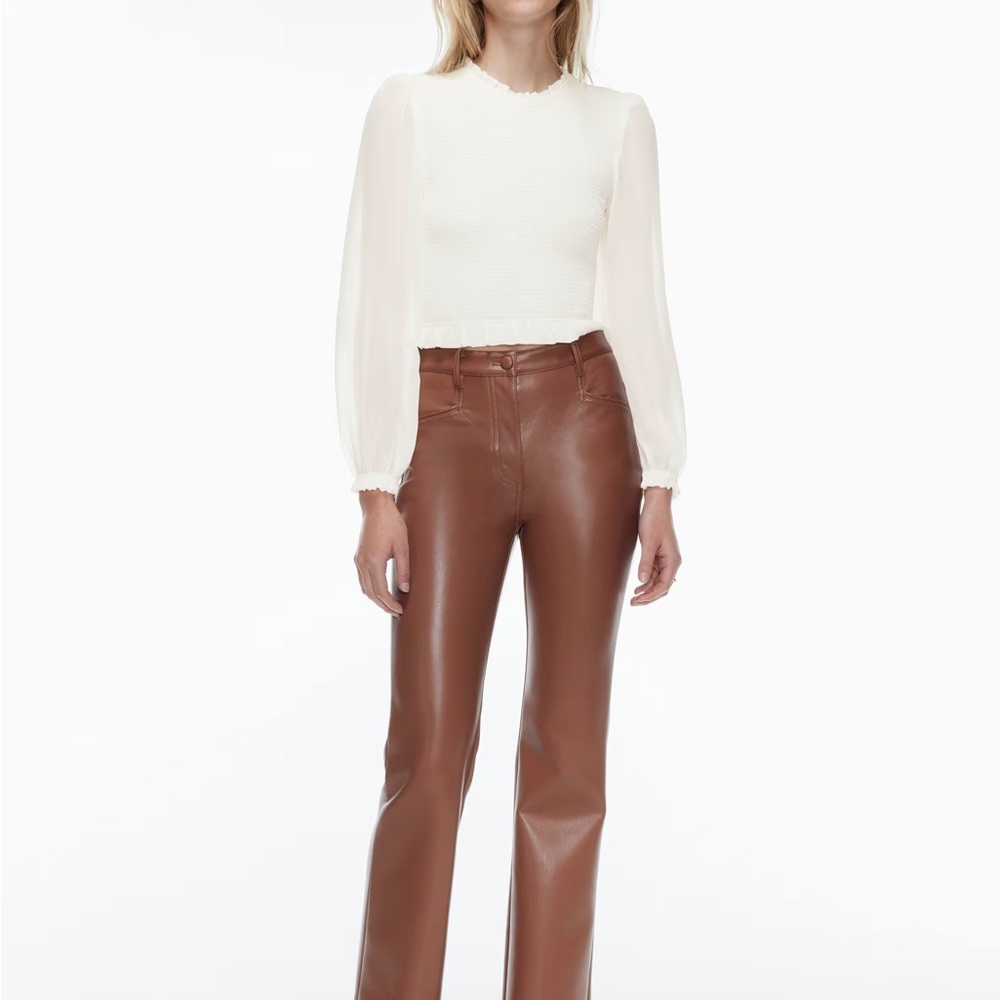 Aritzia Wilfred Tempest smoked chiffon blouse in light birch xs - Picture 4 of 6